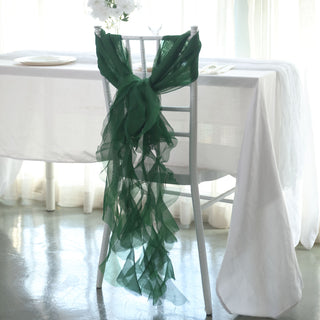 Transform Your Event Decor with Hunter Emerald Green Chiffon Hoods and Willow Chiffon Chair Sashes
