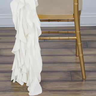 Add a Touch of Elegance with Ivory Chiffon Hoods and Willow Chair Sashes
