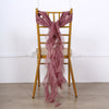1 Set Mauve/Cinnamon Rose Chiffon Hoods With Ruffles Willow Chiffon Chair Sashes
