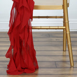 1 Set Red Chiffon Hoods With Ruffles Willow Chiffon Chair Sashes#whtbkgd