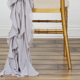 1 Set Silver Chiffon Hoods With Ruffles Willow Chiffon Chair Sashes#whtbkgd
