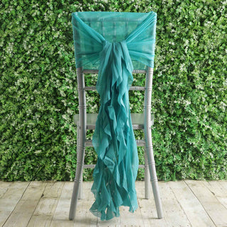 Turquoise Chiffon Hoods and Willow Chair Sashes for Every Occasion