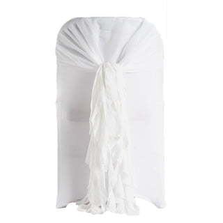 Create a Magical Atmosphere with White Chiffon Hoods and Ruffled Willow Chair Sashes