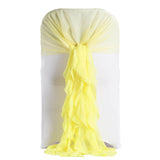 1 Set Yellow Chiffon Hoods With Ruffles Willow Chiffon Chair Sashes
