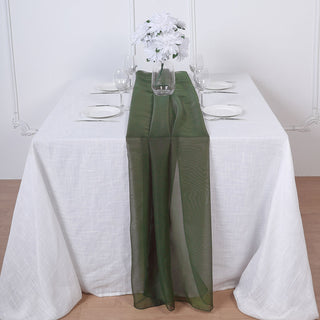 Add Elegance to Your Event with the 6ft Olive Green Premium Chiffon Table Runner
