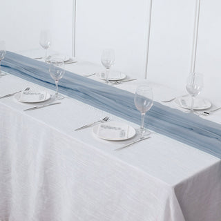 Add a Touch of Elegance with the 6ft Dusty Blue Premium Chiffon Table Runner