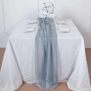 Elevate Your Event with the 6ft Dusty Blue Premium Chiffon Table Runner