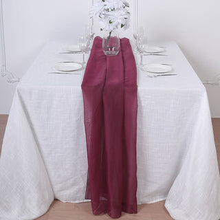 Add Elegance to Your Event with the 6ft Burgundy Premium Chiffon Table Runner