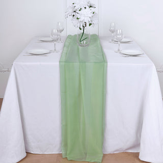 Elevate Your Table with the 6ft Sage Green Premium Chiffon Table Runner