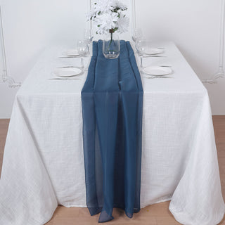 Enhance Your Event Decor with the 6ft Navy Blue Premium Chiffon Table Runner