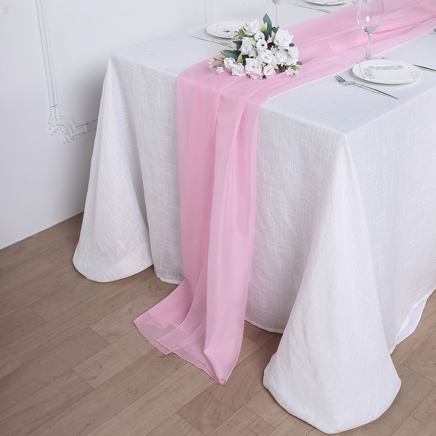 6 FT | Pink Premium Chiffon Table Runner