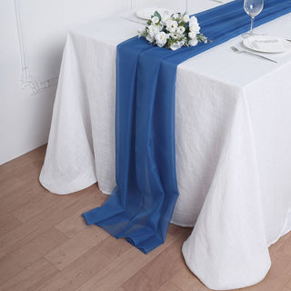 Create a Memorable Tablescape with the Royal Blue Chiffon Table Runner
