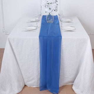 Add Elegance to Your Event with the 6ft Royal Blue Premium Chiffon Table Runner