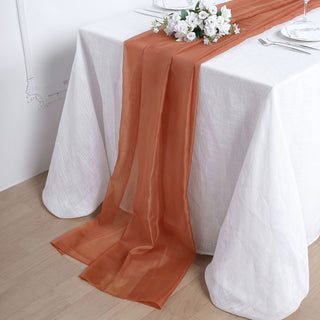 Terracotta (Rust) Premium Chiffon Table Runner - Add Elegance to Your Event Decor