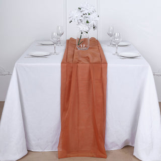 Create a Chic and Stylish Look with our Terracotta (Rust) Premium Chiffon Table Runner