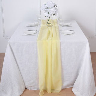 Add a Touch of Elegance with the 6ft Yellow Premium Chiffon Table Runner