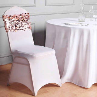 Enhance Your Event Decor with Blush Big Payette Sequin Chair Sash Bands