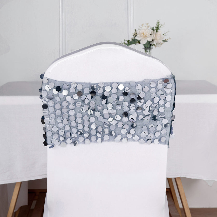 5 Pack | Dusty Blue Big Payette Sequin Round Chair Sashes