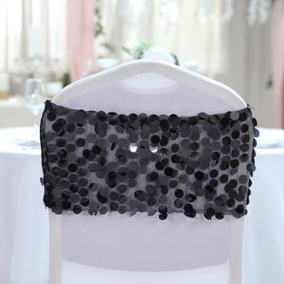 Create a Luxurious Atmosphere with Black Big Payette Sequin Chair Sash Bands