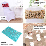 5 Pack | Turquoise Big Payette Sequin Round Chair SashesChair Sashes