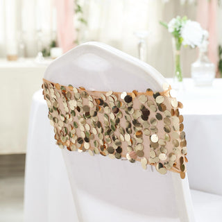 Add a Touch of Glamour with Gold Big Payette Sequin Chair Sash Bands