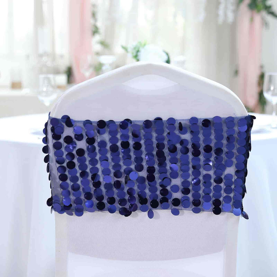 5 pack | Navy Blue | Big Payette Sequin Round Chair Sashes