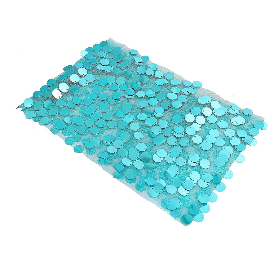 5 Pack | Turquoise Big Payette Sequin Round Chair Sashes #whtbkgd