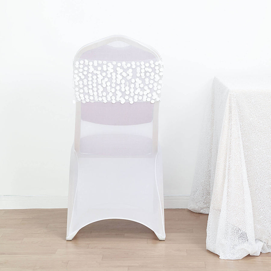 White - Big Payette Sequin Round Chair Sashes