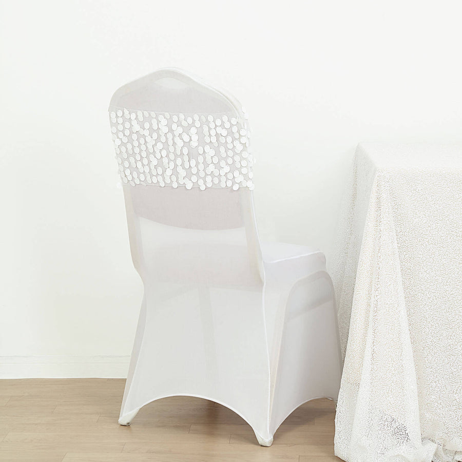 White - Big Payette Sequin Round Chair Sashes