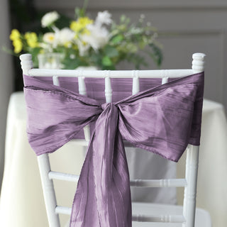 Enhance Your Event Decor with Violet Amethyst Accordion Crinkle Taffeta Chair Sashes