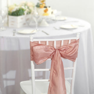 Dusty Rose Accordion Crinkle Taffeta Chair Sashes for Every Occasion