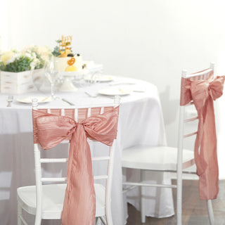 Add a Touch of Elegance with Dusty Rose Accordion Crinkle Taffeta Chair Sashes