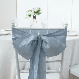 Elevate Your Event Decor with Dusty Blue Accordion Crinkle Taffeta Chair Sashes