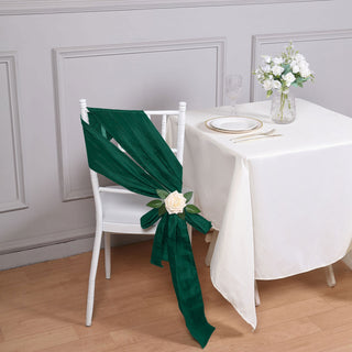 Add a Touch of Elegance with Hunter Emerald Green Accordion Crinkle Taffeta Chair Sashes