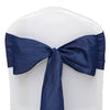 Pack of 5 | Accordion Crinkle Taffeta Chair Sashes - Navy Blue#whtbkgd