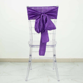Add Elegance to Your Chairs with Purple Accordion Crinkle Taffeta Chair Sashes