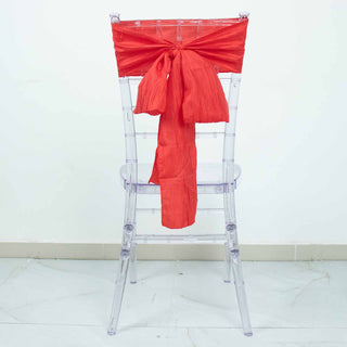 Add a Touch of Elegance with Red Accordion Crinkle Taffeta Chair Sashes