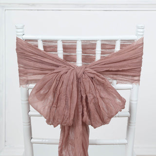 Light Up Your Special Event with Dusty Rose Gauze Cheesecloth Chair Sashes