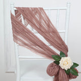 5 Pack | Dusty Rose Gauze Cheesecloth Boho Chair Sashes - 16inch x 88inch