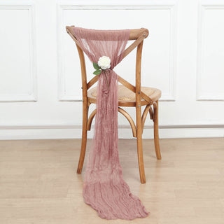Add Elegance to Your Event with Dusty Rose Gauze Cheesecloth Boho Chair Sashes