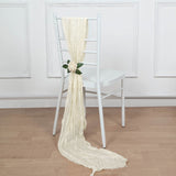 5 Pack | Cream Gauze Cheesecloth Boho Chair Sashes - 16inch x 88inch