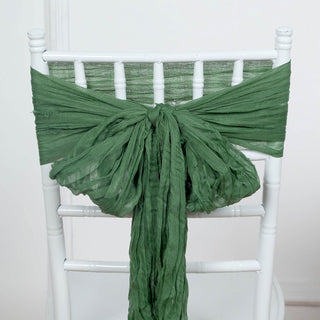 Transform Your Chairs with Olive Green Gauze Cheesecloth Chair Sashes
