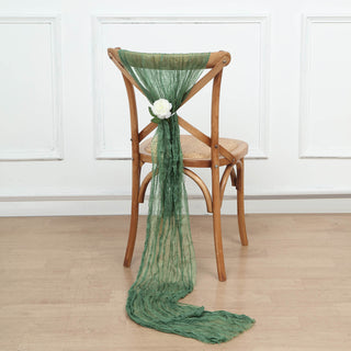 Olive Green Gauze Cheesecloth Boho Chair Sashes - Add a Touch of Elegance to Your Event