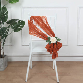 Terracotta (Rust) Gauze Chair Sashes for Unforgettable Events