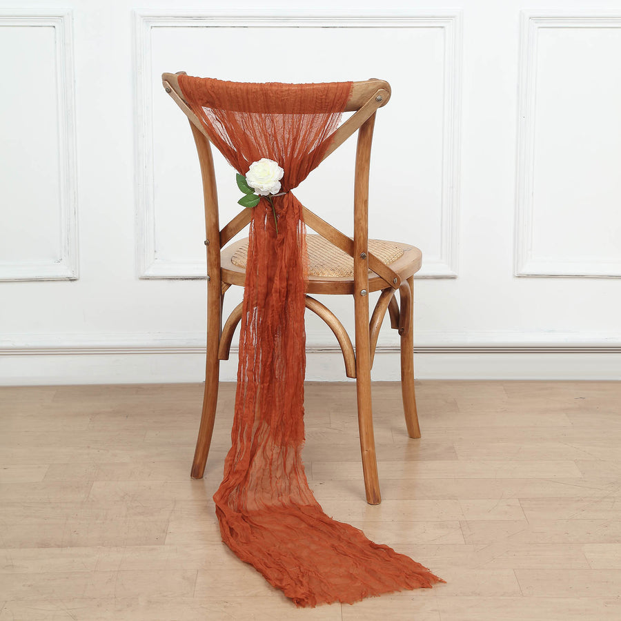 5 Pack Terracotta (Rust) Gauze Cheesecloth Boho Chair Sashes