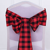Gingham Chair Sashes | 5 PCS | Black/Red | Buffalo Plaid Checkered Polyester Chair Sashes#whtbkgd