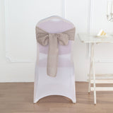 5 Pack | Taupe Linen Chair Sashes, Slubby Textured Wrinkle Resistant Sashes