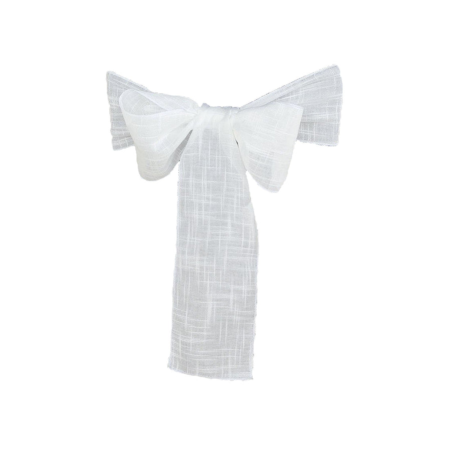 5 Pack | White Linen Chair Sashes, Slubby Textured Wrinkle Resistant Sashes#whtbkgd