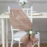 5 Pack | Dusty Rose Jute Faux Burlap Chair Sashes, Boho Chic Linen Decor - 6x108inch