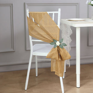 Add a Touch of Elegance with Gold Jute Faux Burlap Chair Sashes